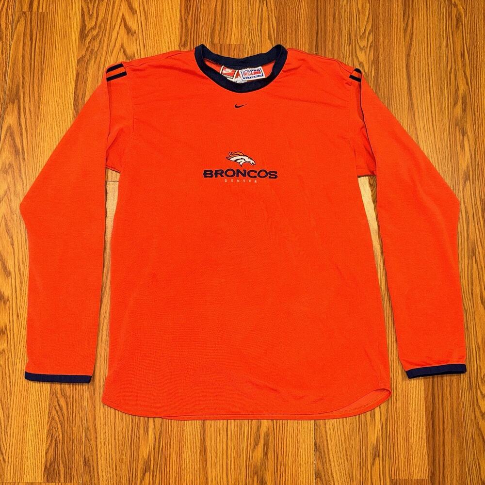 Vintage‎ 90s Nike Center Logo Proline NFL Denver Broncos Pullover Shirt Large